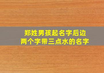 郑姓男孩起名字后边两个字带三点水的名字