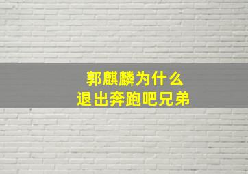 郭麒麟为什么退出奔跑吧兄弟