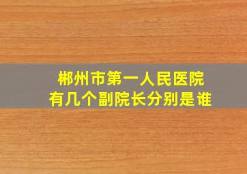 郴州市第一人民医院有几个副院长分别是谁