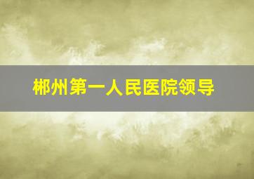 郴州第一人民医院领导