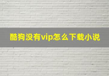 酷狗没有vip怎么下载小说