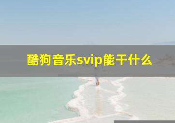 酷狗音乐svip能干什么