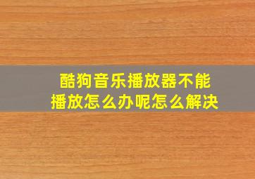 酷狗音乐播放器不能播放怎么办呢怎么解决