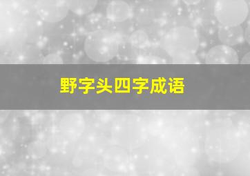 野字头四字成语