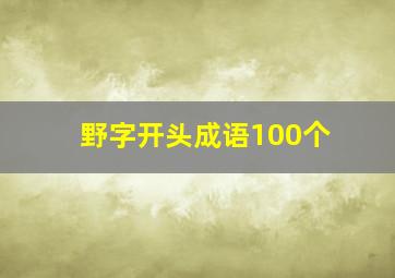 野字开头成语100个