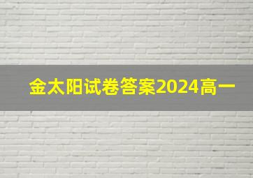 金太阳试卷答案2024高一