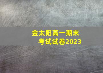 金太阳高一期末考试试卷2023