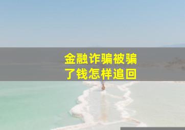 金融诈骗被骗了钱怎样追回