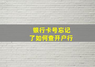 银行卡号忘记了如何查开户行