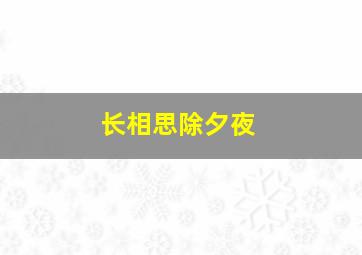 长相思除夕夜