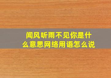 闻风听雨不见你是什么意思网络用语怎么说