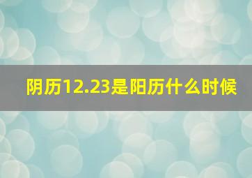 阴历12.23是阳历什么时候