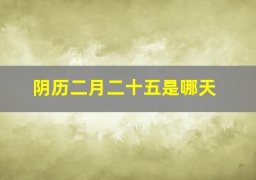 阴历二月二十五是哪天