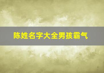 陈姓名字大全男孩霸气