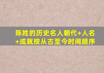 陈姓的历史名人朝代+人名+成就按从古至今时间顺序