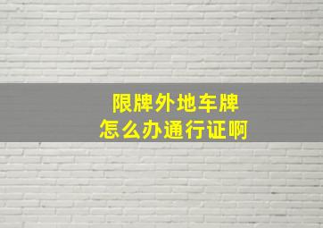 限牌外地车牌怎么办通行证啊