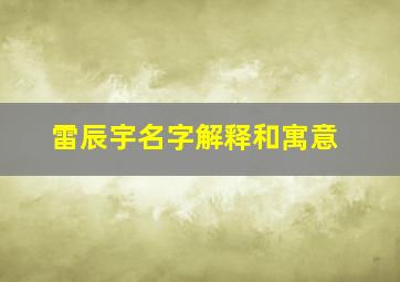 雷辰宇名字解释和寓意