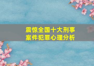 震惊全国十大刑事案件犯罪心理分析