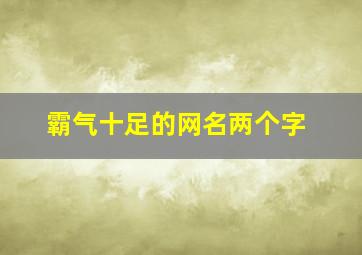 霸气十足的网名两个字