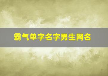 霸气单字名字男生网名