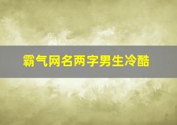 霸气网名两字男生冷酷