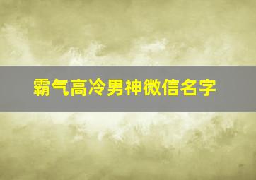 霸气高冷男神微信名字