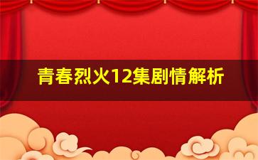 青春烈火12集剧情解析