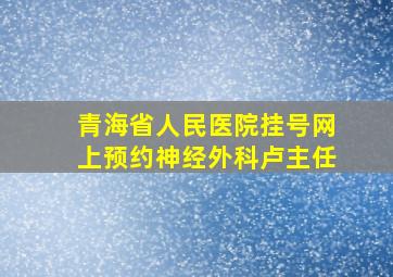 青海省人民医院挂号网上预约神经外科卢主任