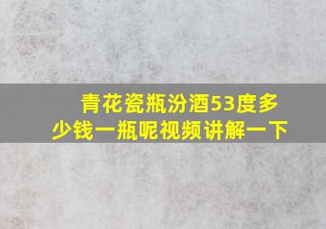 青花瓷瓶汾酒53度多少钱一瓶呢视频讲解一下