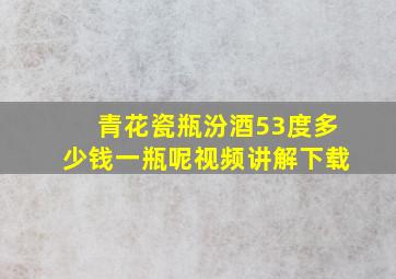 青花瓷瓶汾酒53度多少钱一瓶呢视频讲解下载