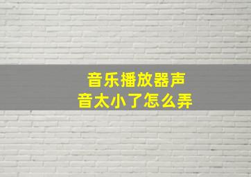 音乐播放器声音太小了怎么弄