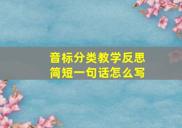 音标分类教学反思简短一句话怎么写