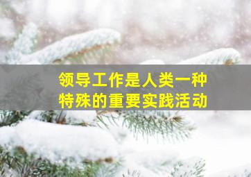 领导工作是人类一种特殊的重要实践活动