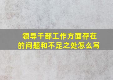 领导干部工作方面存在的问题和不足之处怎么写