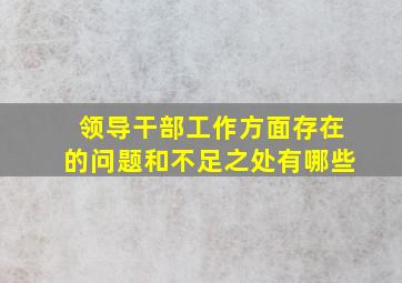 领导干部工作方面存在的问题和不足之处有哪些