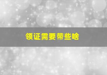 领证需要带些啥