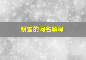 飘雪的网名解释