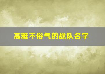 高雅不俗气的战队名字