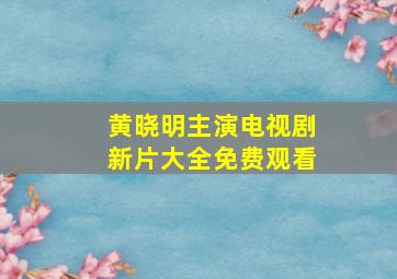 黄晓明主演电视剧新片大全免费观看