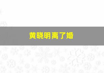 黄晓明离了婚