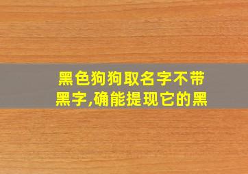 黑色狗狗取名字不带黑字,确能提现它的黑