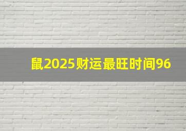 鼠2025财运最旺时间96