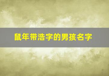 鼠年带浩字的男孩名字