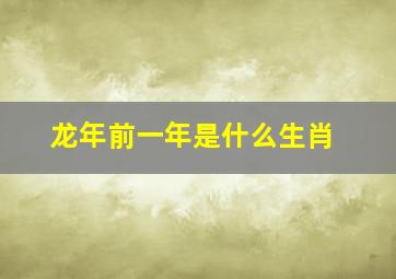 龙年前一年是什么生肖