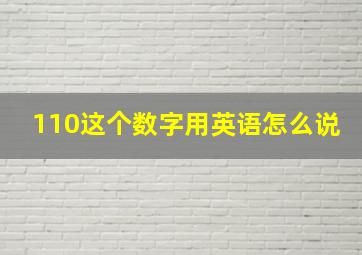 110这个数字用英语怎么说