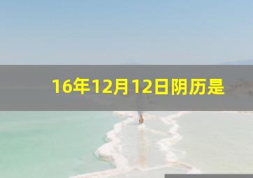 16年12月12日阴历是