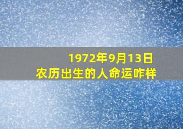 1972年9月13日农历出生的人命运咋样