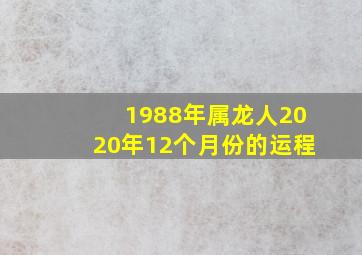 1988年属龙人2020年12个月份的运程