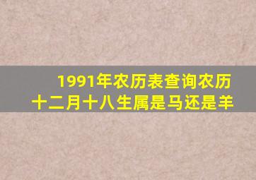 1991年农历表查询农历十二月十八生属是马还是羊