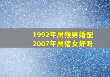 1992年属猴男婚配2007年属猪女好吗